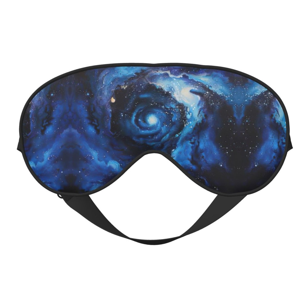 SSIMOO Blue Galaxy Print Ultra-Soft Light-Blocking Eye Mask,for Optimal Comfort and Restful Sleep, Black