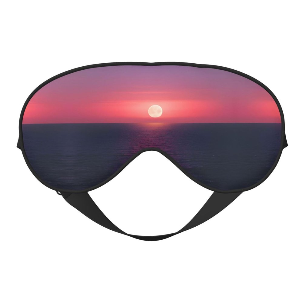 Bright Moon at Sea Hippie Print Double-Sided Eye Mask,Soft and Light Blocking for Enhancing Sleep Quality