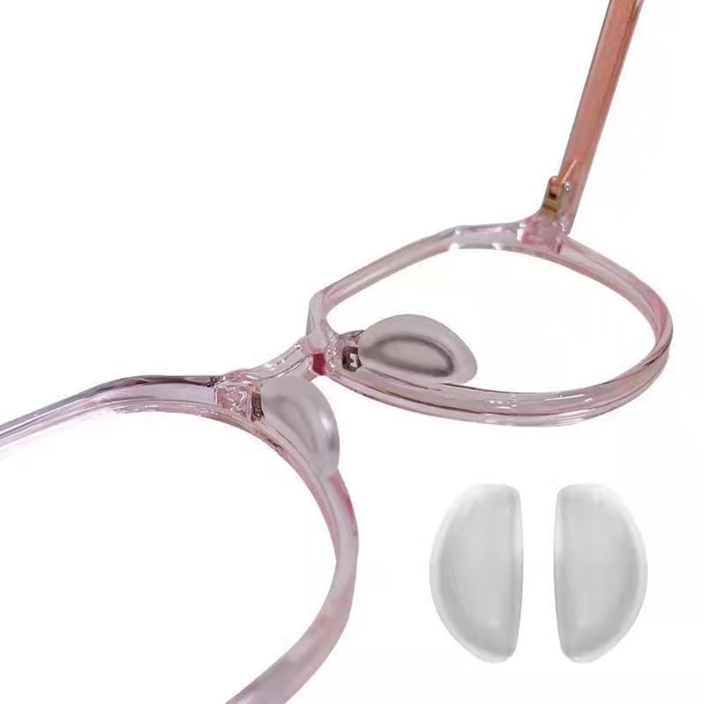 BEHLINE Eyeglass Nose Pads, Plug-in Replacement Glasses Nose Pieces Soft Silicone Anti-Slip Sunglass Nose Guards(Clear)