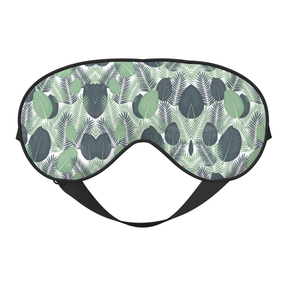 Green Tropical Leaves Print Unisex Sleep Mask Double-Sided Eye Mask,Ideal for Sound Sleep and Skin Care