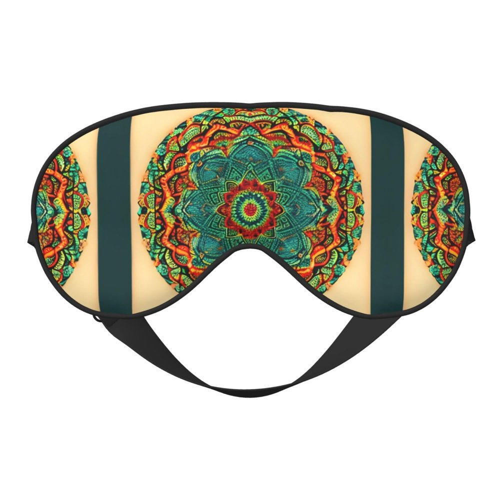 ZISHAK Mandala Print Unisex Sleeping Eye Mask,Soft Comfortable Light-Blocking Eye Mask, Black