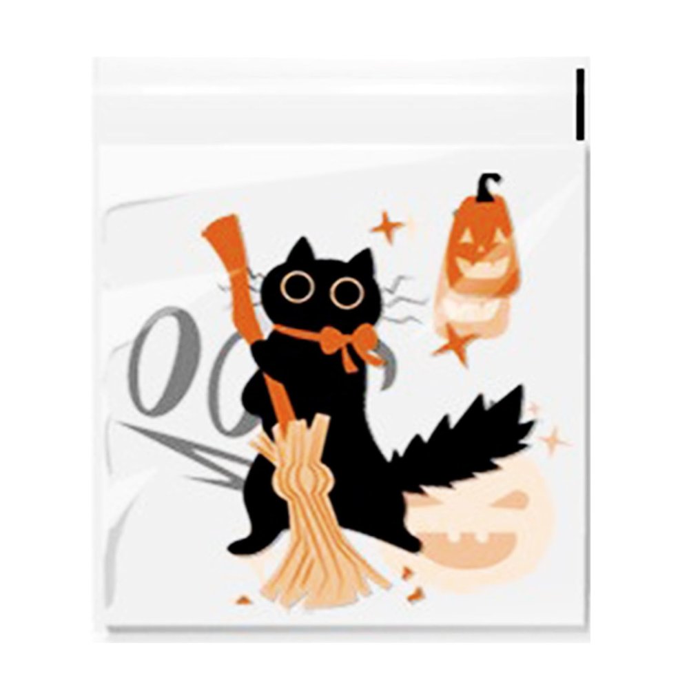 100pcs Halloween Candy Bag Self-adhesive Treat Bags For Cookie Snack Gift Clear Bags Set For Halloween Party Halloween Candy Containers