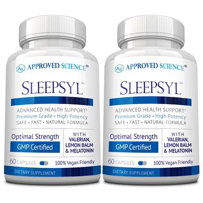 Approved Science Sleepsyl - Sleep Supplement - Valerian Root, Lemon Balm, Melatonin, Chamomile, L-Ornithine - Vegan, 120 Capsules (60 Count, Pack of 2)