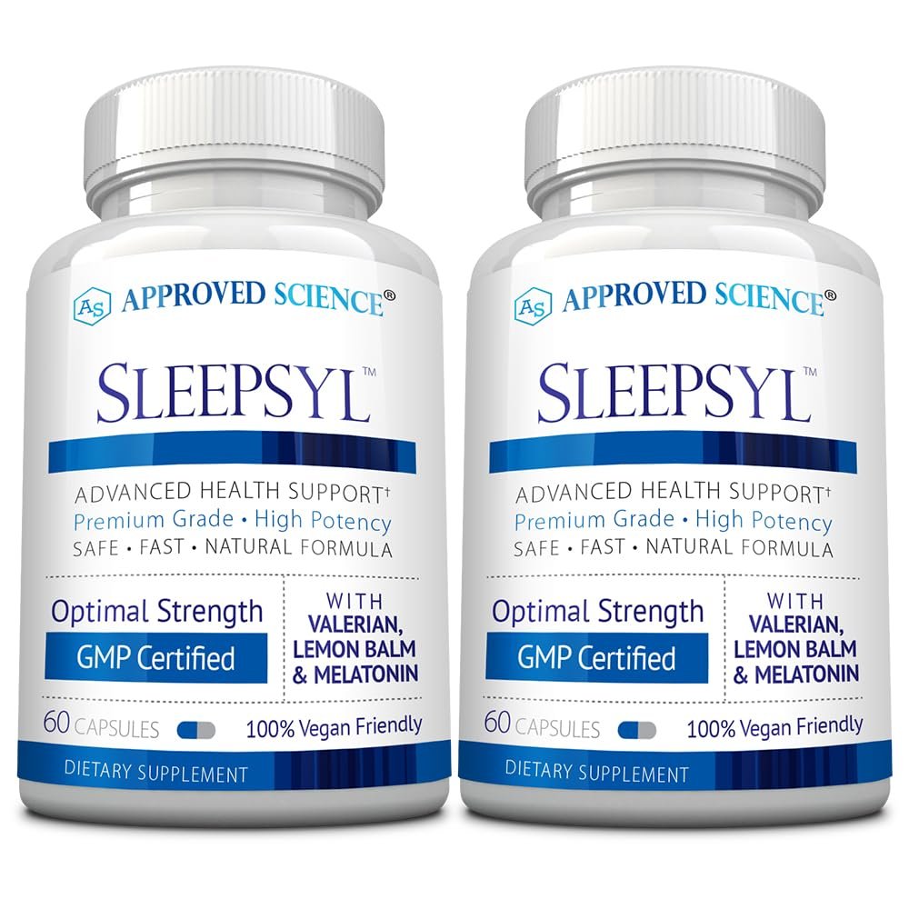 Approved Science Sleepsyl - Sleep Supplement - Valerian Root, Lemon Balm, Melatonin, Chamomile, L-Ornithine - Vegan, 120 Capsules (60 Count, Pack of 2)