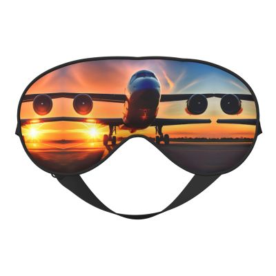 Airplane Sunset Sky Print Double-Sided Eye Mask,Soft and Light Blocking for Enhancing Sleep Quality