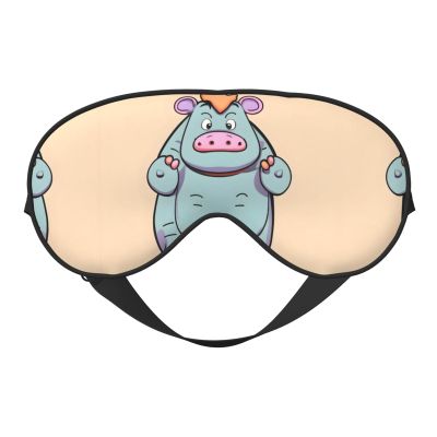 ZISHAK Cartoon Hippos Print Unisex Sleeping Eye Mask,Soft Comfortable Light-Blocking Eye Mask, Black
