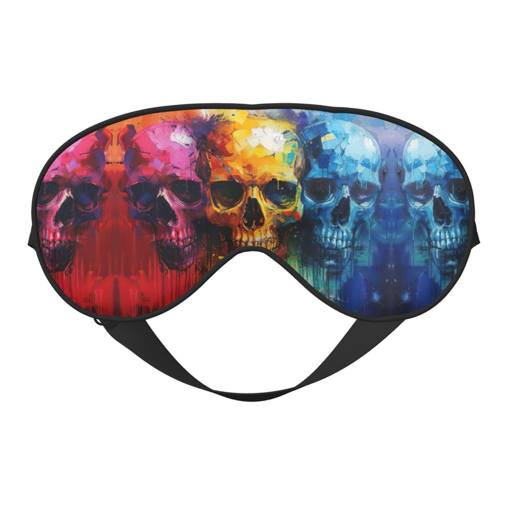 Color Skulls Print Unisex Sleep Mask Double-Sided Eye Mask,Ideal for Sound Sleep and Skin Care