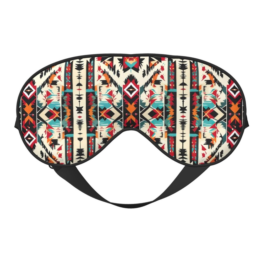 FRESQA Native American Pattern Print Unisex Sleep Mask Double-Sided Eye Mask,Ideal for Sound Sleep and Skin Care, Black