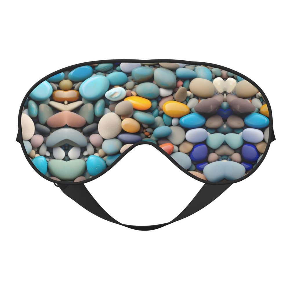 Beach Colored Pebbles Print Double-Sided Eye Mask,Soft and Light Blocking for Enhancing Sleep Quality