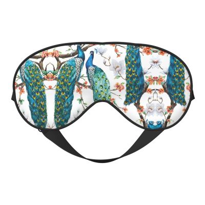 ZISHAK Beautiful Peacock Flowers Print Unisex Sleeping Eye Mask,Soft Comfortable Light-Blocking Eye Mask, Black