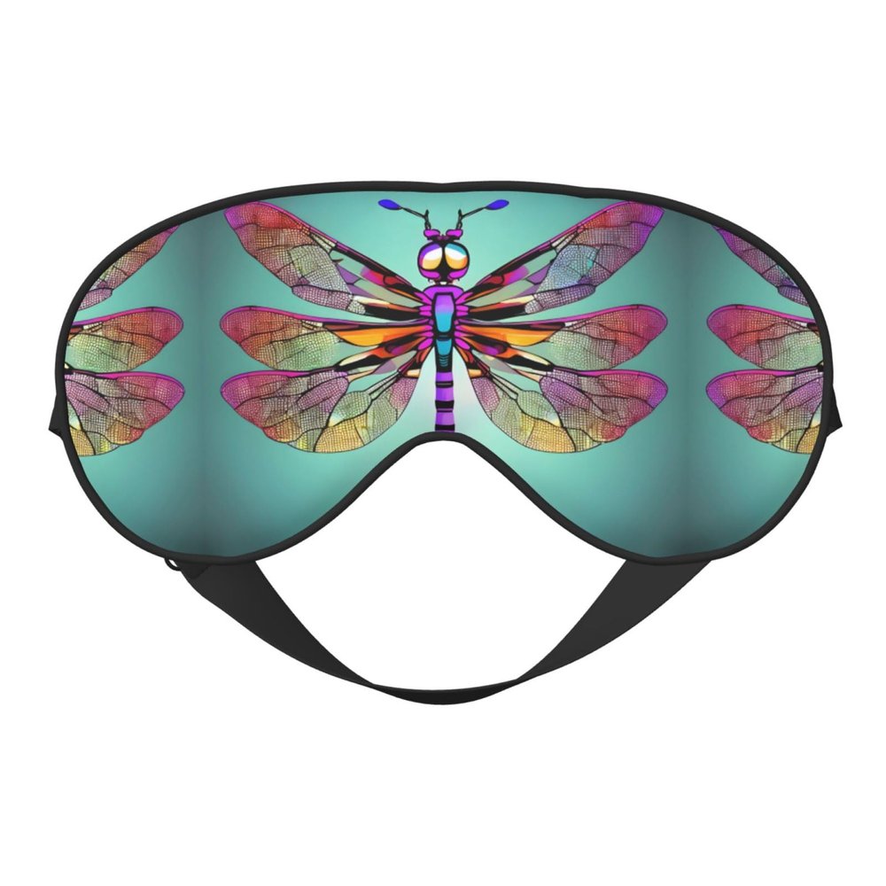 Cute Dragonfly Pattern Print Unisex Sleeping Eye Mask,Soft Comfortable Light-Blocking Eye Mask
