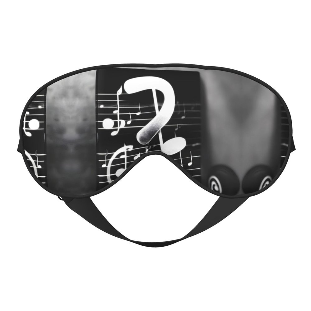 Black White Music Note Print Unisex Sleeping Eye Mask,Soft Comfortable Light-Blocking Eye Mask