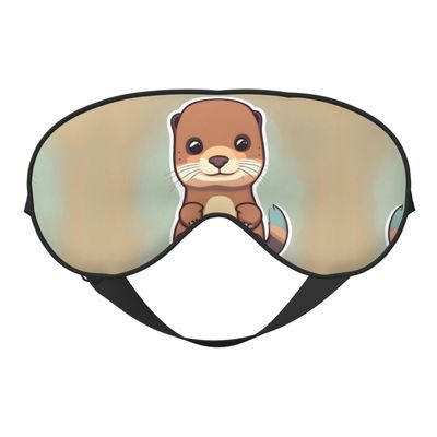 Cartoon Cute Otter Print Unisex Sleeping Eye Mask,Soft Comfortable Light-Blocking Eye Mask