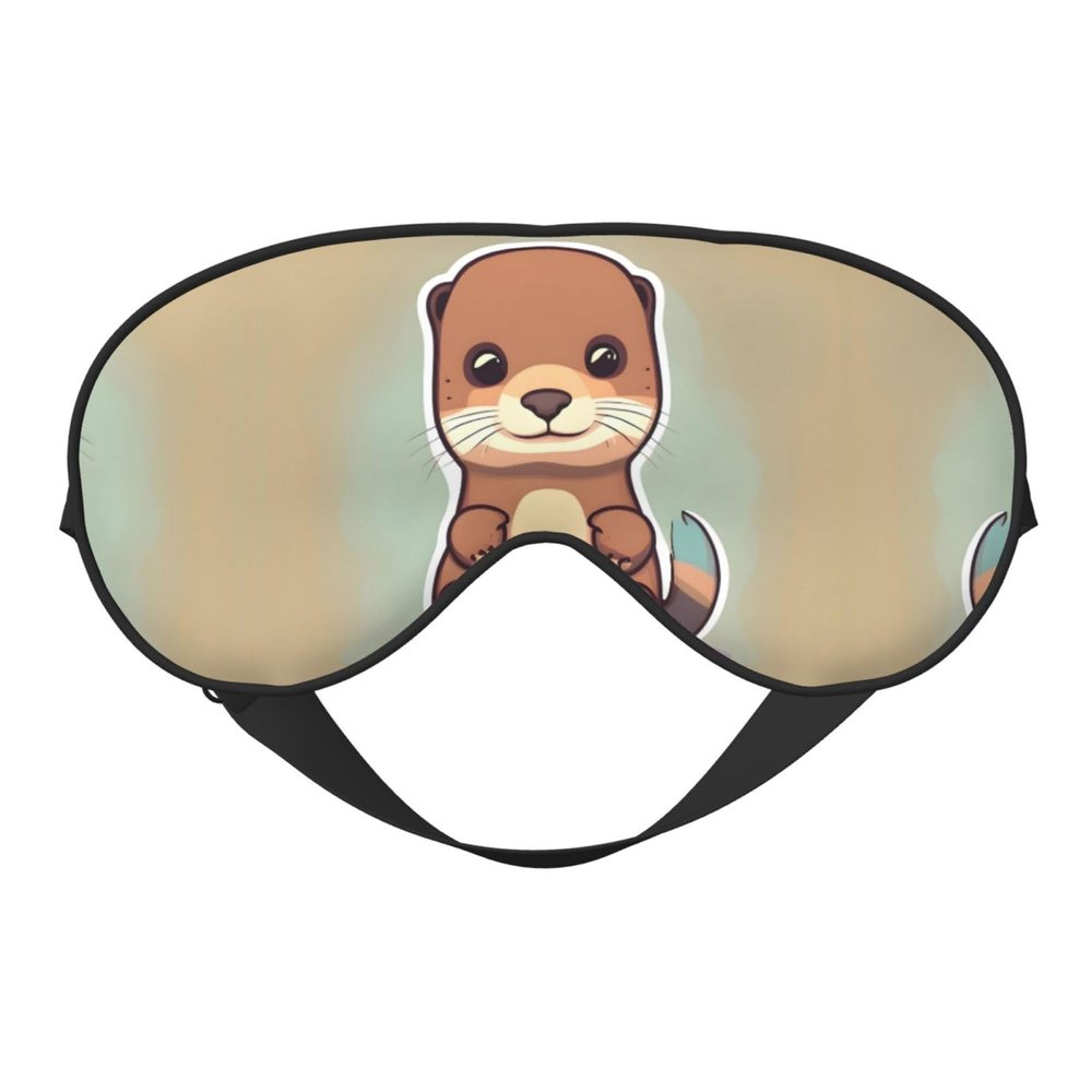Cartoon Cute Otter Print Unisex Sleeping Eye Mask,Soft Comfortable Light-Blocking Eye Mask