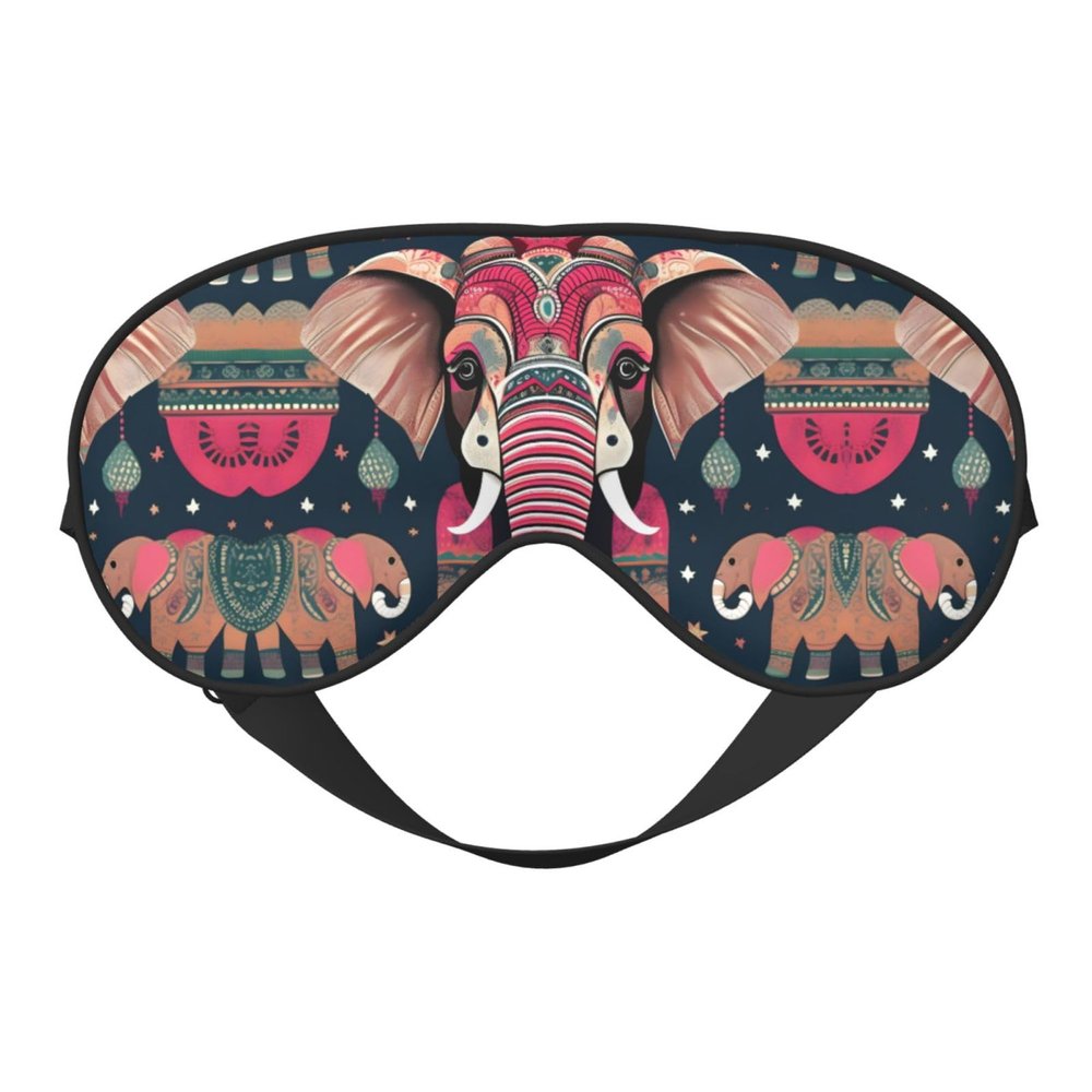 Bohemian Elephant Pattern Print Unisex Sleeping Eye Mask,Soft Comfortable Light-Blocking Eye Mask