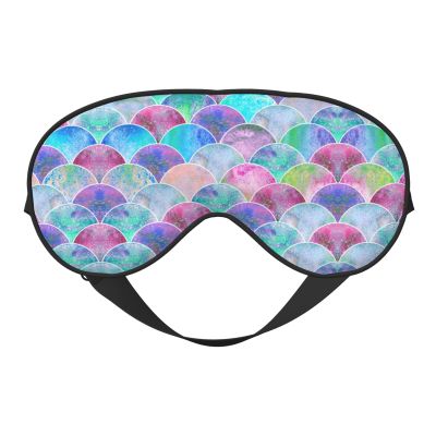 FRESQA Fish Scale Ocean Print Unisex Sleep Mask Double-Sided Eye Mask,Ideal for Sound Sleep and Skin Care, Black