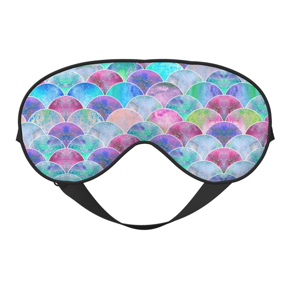 FRESQA Fish Scale Ocean Print Unisex Sleep Mask Double-Sided Eye Mask,Ideal for Sound Sleep and Skin Care, Black