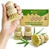 AIRNEX Bamboo Dish Brush Set of 3 - Natural Wooden Dish Scrubber w/Medium Stiff Sisal & Coconut Bristles - Kitchen Scrub Brush for Dishes, Pots & Pans - Plastic Free, Non Scratch Bristles view 1
