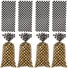 CSTYWC 50 Pieces Cellophane Car Candy Bags Black White Checkered Racing Treat Bags Plastic Race Gift Goodie bags with 50Pieces Twist Ties for Cars Birthday Party Decorations view 3