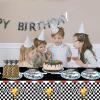 CSTYWC 50 Pieces Cellophane Car Candy Bags Black White Checkered Racing Treat Bags Plastic Race Gift Goodie bags with 50Pieces Twist Ties for Cars Birthday Party Decorations view 4