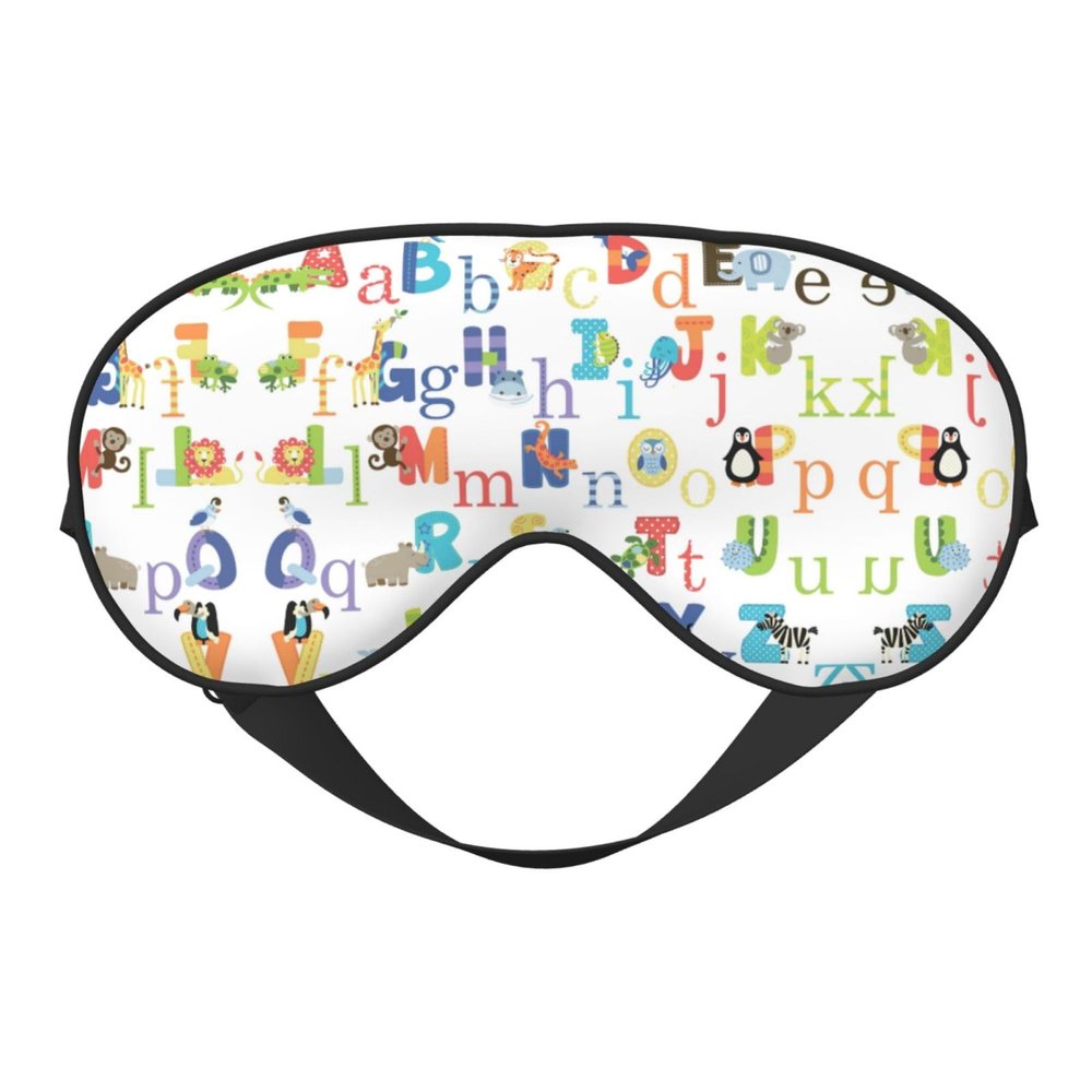 Colourful Animal Alphabet Print Unisex Sleeping Eye Mask,Soft Comfortable Light-Blocking Eye Mask