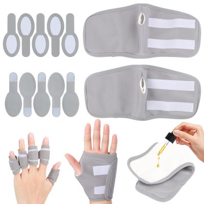 12PCS Castor Oil Pack Wrap Kit for Fingers and Hands - Organic Cotton Adjustable Reusable Thumb Hand Comfortable Wrapping Replacement for Relaxation