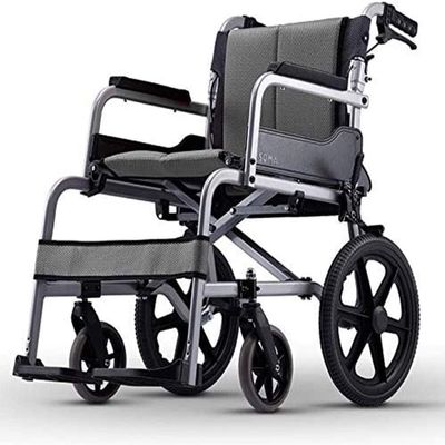 Attendant-Propelled Lightweight Transport Mobile Wheelchairs with Folding Backrest,Portable Folding Lightweight Transport Mobile Wheelchairs Aluminum Alloy Frame Compact Mobility Aid Wheel(Color:Grey,
