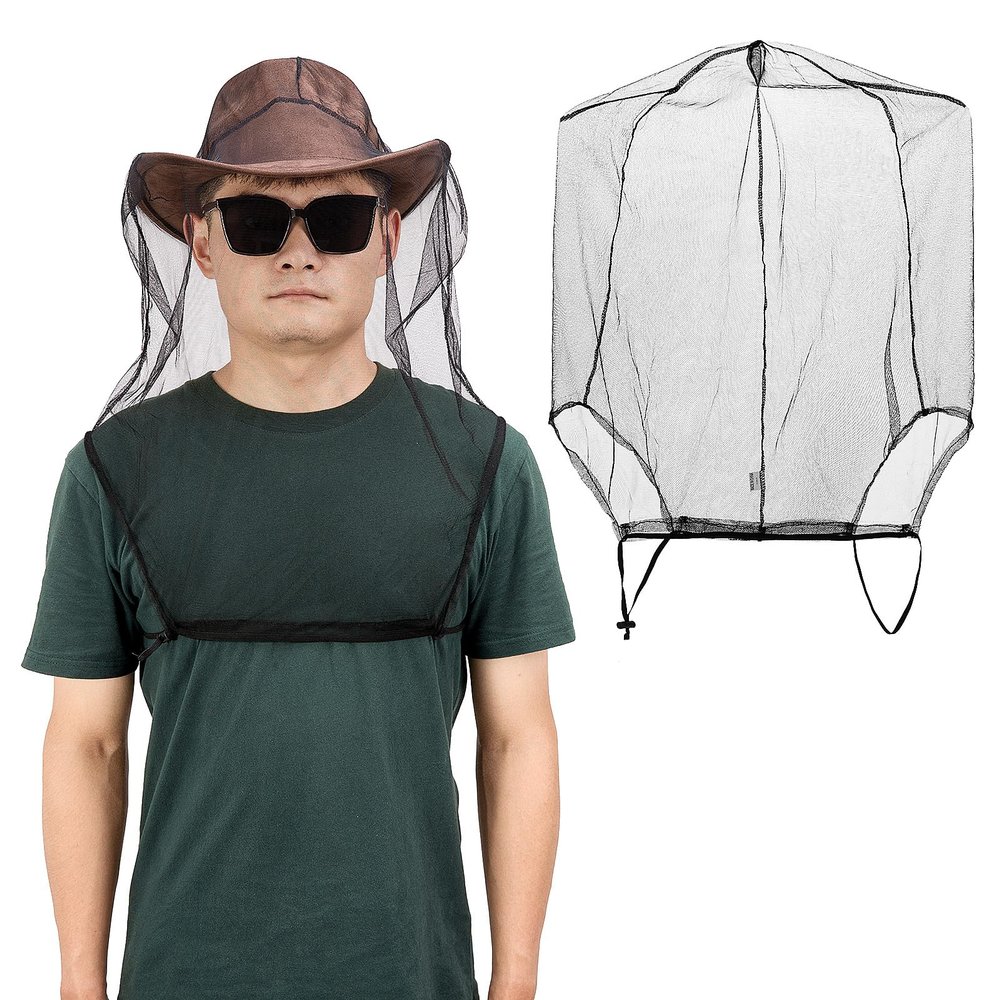 Seribt Extra Large Mosquito Head Net, Ultra Mesh Bug Face Netting for Hats, Face Neck Netting Mask Screen Cover, Outdoor Protection Black, 5