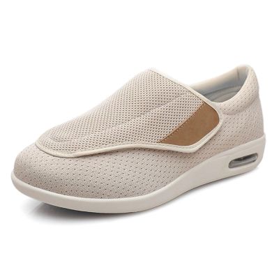 WCXTY Women Diabetic Shoes for Elderly,Comfortable Orthopedic Edema Shoes for Swollen Feet,Lightweight Breathable Walking Sneakers for Diabetic,for Bunions Arthritis(Color:Beige,Size:11)
