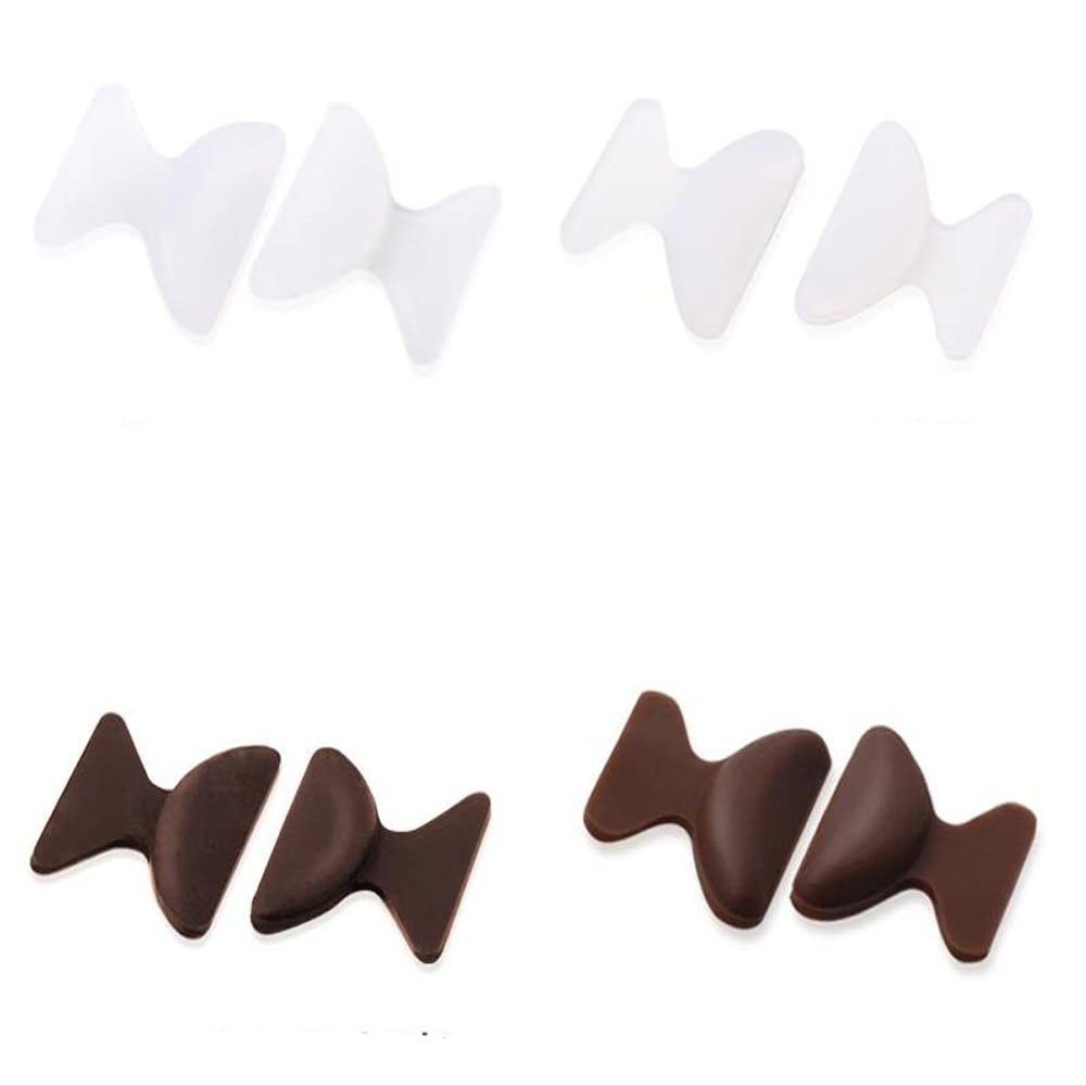 Eyeglass Nose Pads, Soft Silicone Nose Pads, Self Buckle Anti-Slip Soft Foam Glasses Nose Pads, 4 Pairs White & Brown