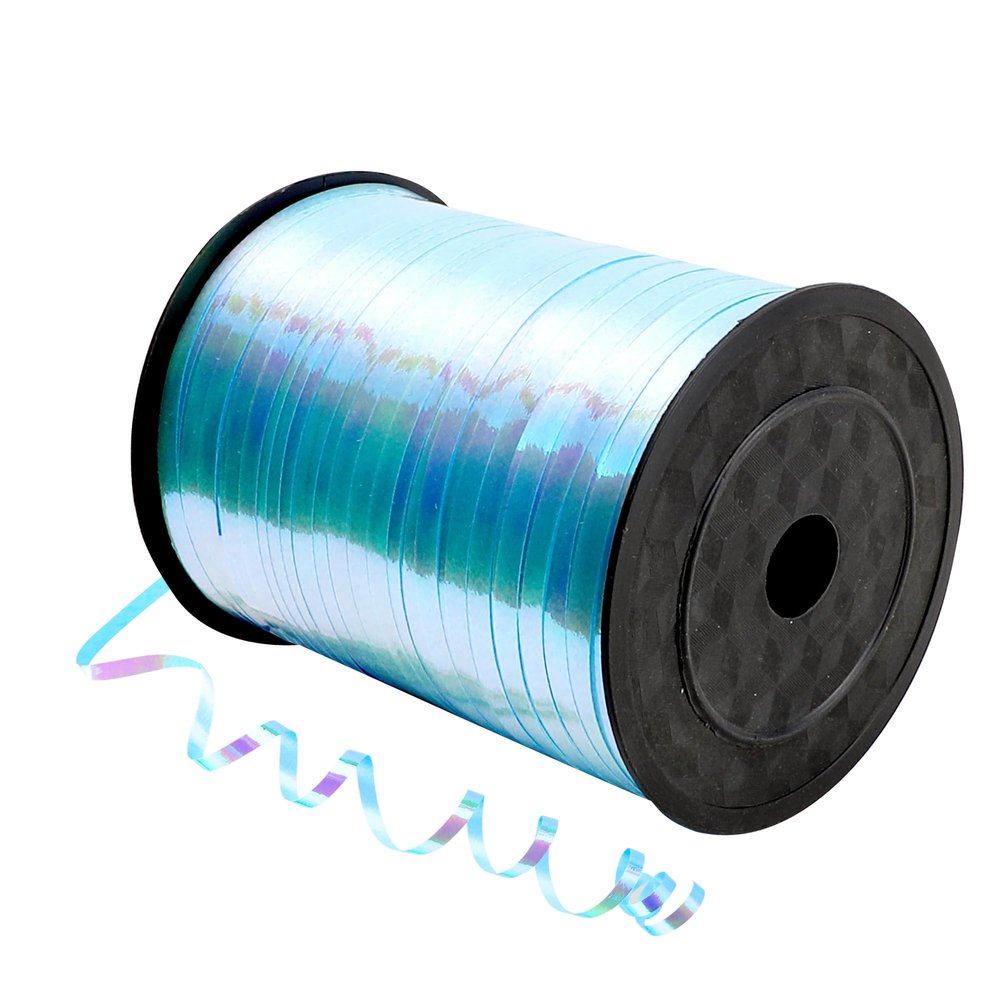 500 Yard Iridescent Aqua Blue Curling Ribbon, 1/5" Wide Holographic Christmas Curling Ribbons for Gift Wrapping, Balloon String, Wedding Birthday Party Decor, Florist Flower Crafting (1 Roll)