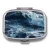 Waves in The Pill Box Small Metal Pill Case for Purse & Pocket 2 Compartment Pill Organizer with Mirror Travel Pillbox Medicine Case Portable Pill Container Unique Gift view 1