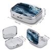 Waves in The Pill Box Small Metal Pill Case for Purse & Pocket 2 Compartment Pill Organizer with Mirror Travel Pillbox Medicine Case Portable Pill Container Unique Gift view 2