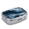 Waves in The Pill Box Small Metal Pill Case for Purse & Pocket 2 Compartment Pill Organizer with Mirror Travel Pillbox Medicine Case Portable Pill Container Unique Gift view 3