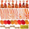 Remerry 1200 Pcs Fall Cellophane Treat Bags Thanksgiving Maple Leaf Pumpkin Goodie Candy Bags with Pumpkin Maple Leaf Tags Gold Twist Tie Twine Autumn Party Supplies view 1