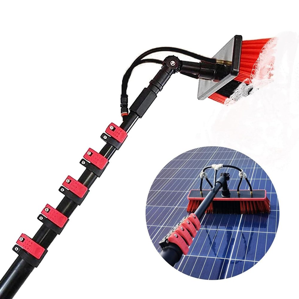 3.6-10.8m Water-bearing Telescopic Rod - Cleaning Photovoltaic, Solar, with 30 cm/55cm Brush Head Facades & Window Telescopic Handle & Wash Brush Set for Conservatory, PV Panels & More(Size:36FT/10.8m