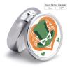 Pill Box 3 Compartment Small Pill Case for Purse & Pocket Hand Drawn Green Hat Round Pill Box Cute Vitamins Fish Oil Supplements Oil Storage Box Portable Pill Containe Travel Gift view 2