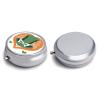Pill Box 3 Compartment Small Pill Case for Purse & Pocket Hand Drawn Green Hat Round Pill Box Cute Vitamins Fish Oil Supplements Oil Storage Box Portable Pill Containe Travel Gift view 3
