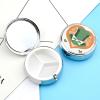 Pill Box 3 Compartment Small Pill Case for Purse & Pocket Hand Drawn Green Hat Round Pill Box Cute Vitamins Fish Oil Supplements Oil Storage Box Portable Pill Containe Travel Gift view 4