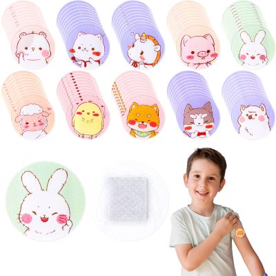 120Pcs Kids Bandages 10 Styles Cute Cartoon Bandaids,0.9In Round Vaccination Bandage, Kids Bandaids for Small Wounds, Pimples, Vaccination and Blisters