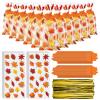 Gueevin 150 Set Thanksgiving Cellophane Treat Bags Bulk Fall Maple Leaves Goodie Candy Cookie Cello Bags with Twist Ties Gift Cards Party Favors for Party Supplies view 1