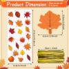 Gueevin 150 Set Thanksgiving Cellophane Treat Bags Bulk Fall Maple Leaves Goodie Candy Cookie Cello Bags with Twist Ties Gift Cards Party Favors for Party Supplies view 2