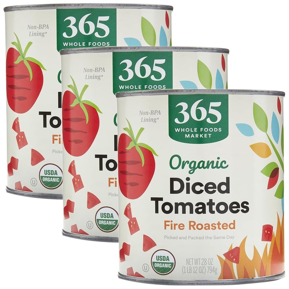365 by Whole Foods Market, Tomatoes Diced Fire Roasted Organic, 28 Ounce (Pack of 3)