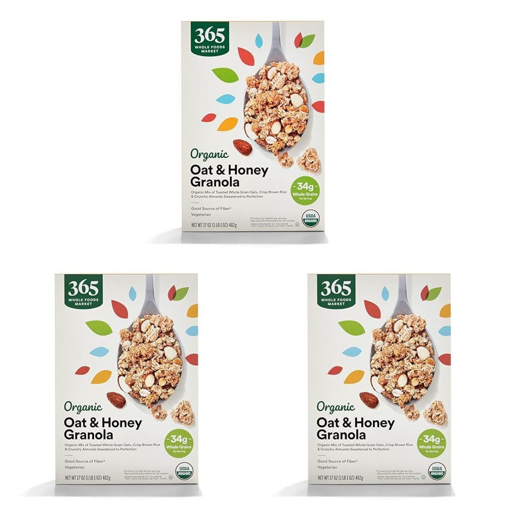365 by Whole Foods Market, Organic Granola Oat And Honey, 17 Ounce (Pack of 3)