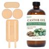 5 Pcs Castor Oil Pack Wrap, Castor Oil Organic Cold Pressed Unrefined Glass Bottle, Caster Oil Wrap for Stomach, Neck, Knee, Foot & Entire Body, Organic Cotton Reusable Pads Kit for Hot/Cold Compress view 1