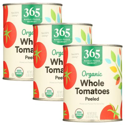 365 by Whole Foods Market, Tomatoes Whole Peeled Organic, 28 Ounce (Pack of 3)