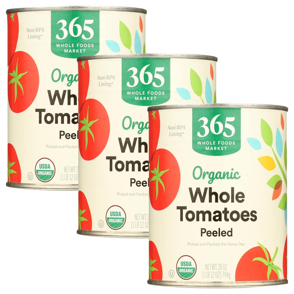 365 by Whole Foods Market, Tomatoes Whole Peeled Organic, 28 Ounce (Pack of 3)