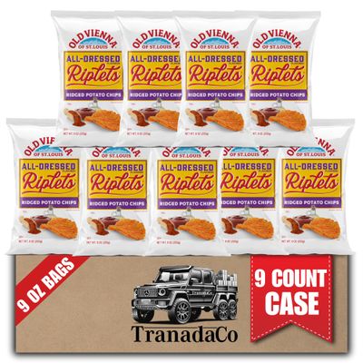 Old Vienna of St. Louis All Dressed Riplets Potato Chips 9oz Bags (9 Count) Snack Case by TranadaCo