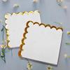 100 pack White Cocktail Napkins with Gold Foil Accents Scalloped Edges 5 x 5 inch Beverage Disposable Napkin Party Decoration Wedding Bridal and Baby Shower Dinner Lunch Supplies view 4
