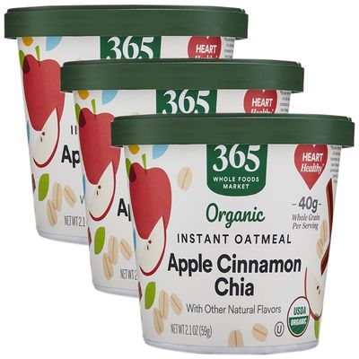 365 by Whole Foods Market, Organic Instant Oatmeal, Apple Cinnamon Chia, 2.1 Ounce (Pack of 3)